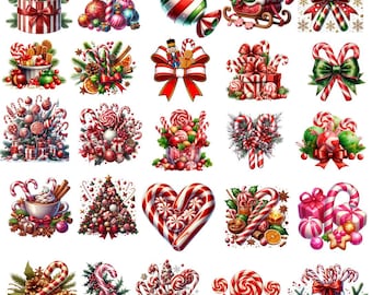 Candy Cane Christmas Clipart: Festive Holiday PNG (Digital Download)