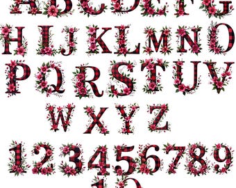 Floral Alphabet Clipart Bundle, Whimsical Flower Monogram Numbers (Digital Download)