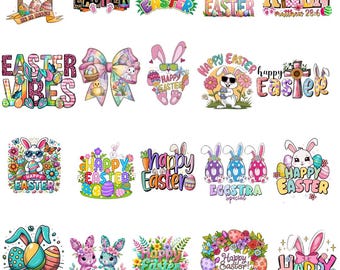 Paquete de conejitos de Pascua PNG, diseños de camisetas (descarga digital)