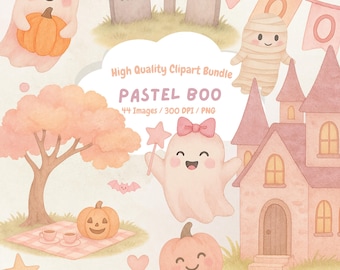 Cute Ghost Clipart, Watercolor Halloween Clipart, Watercolor Clipart, Halloween Clipart, Pumpkin Clipart, Ghost Clipart, Cute Ghost PNG