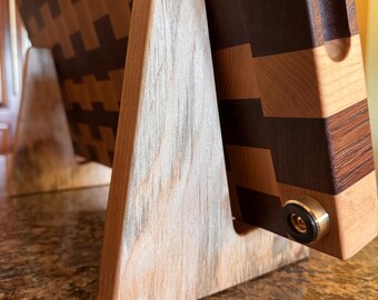 Handcrafted Wooden Cradle Stand: Walnut, Maple, Cherry Display