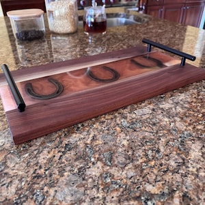 Horseshoe Serving Tray – Walnut & Epoxy Resin, Handmade