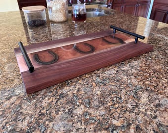 Horseshoe Serving Tray – Walnut & Epoxy Resin, Handmade