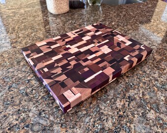 Handmade Mixed Hardwood End Grain Cutting Board - Chaos Pattern