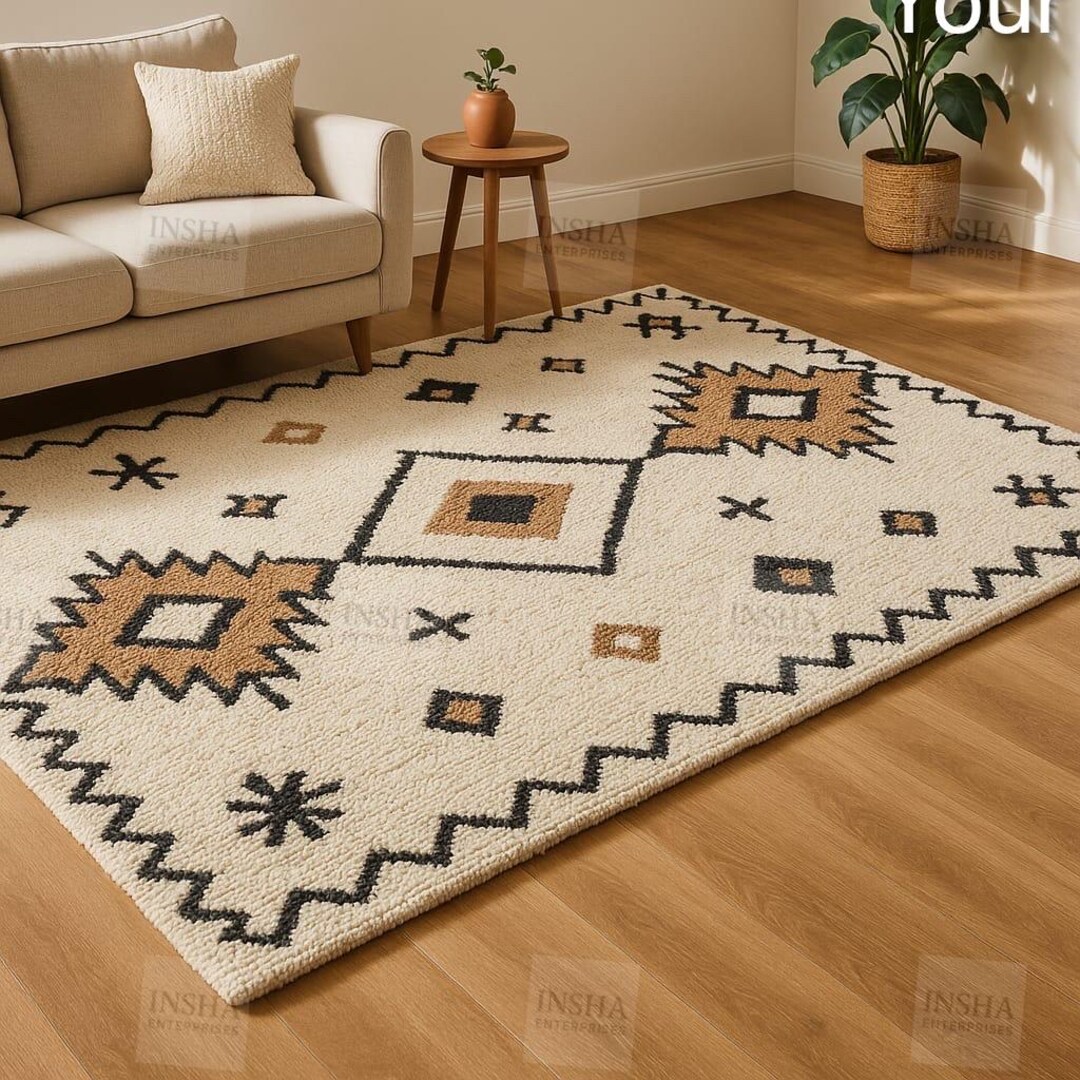 Moroccan Tufted Rug, Boho Tufted Area Rug, Nordic Rug, Indian ...