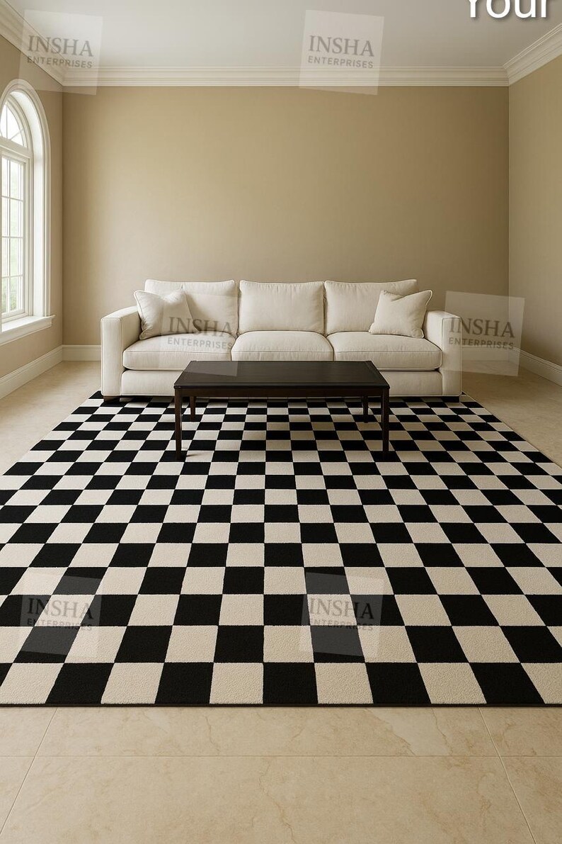 Modern Black and White Checkered Hand-tufted Wool Rug | Modern ...