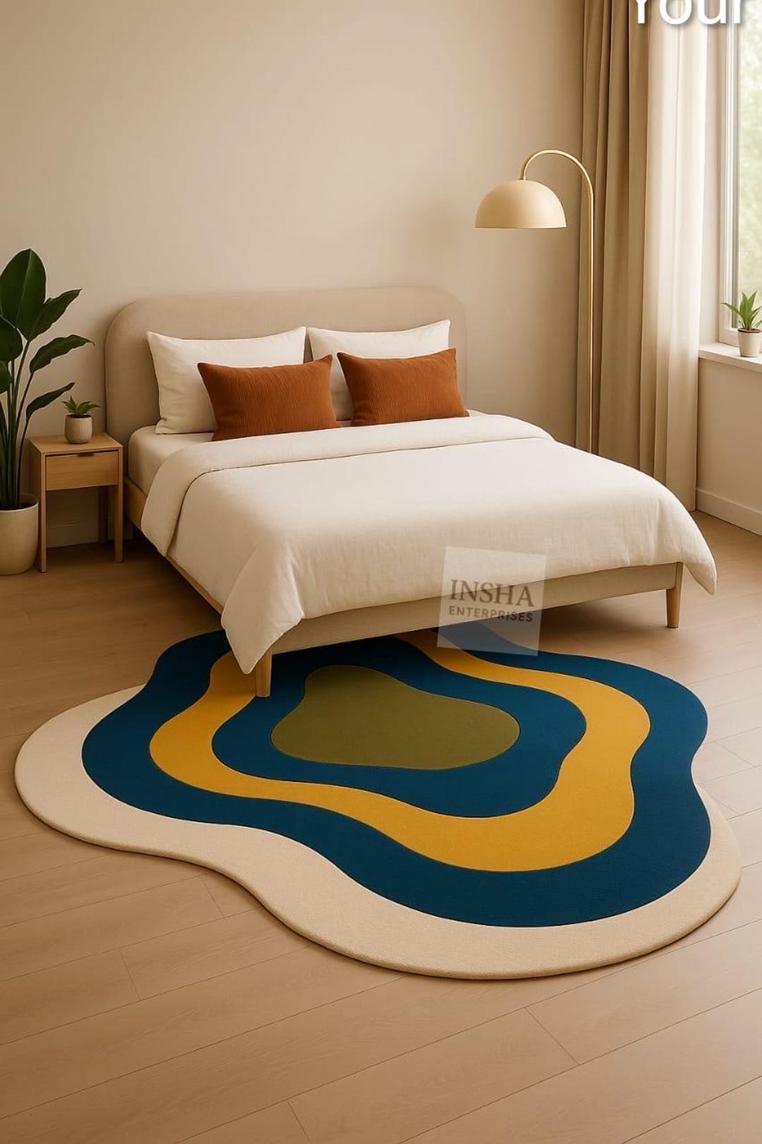 Wavy Abstract Rug Modern Irregular Shape Carpets Handmade Geometric ...