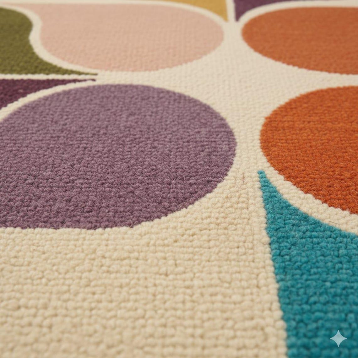 Mid-century Modern Hand Tufted Wool Rug, Retro Clover Geometric Pattern ...
