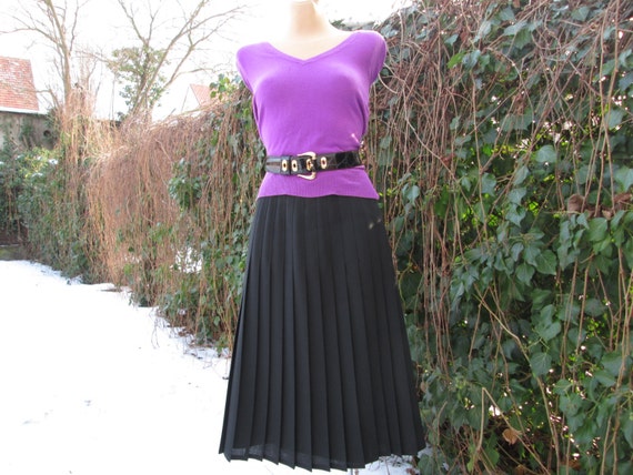 Woolen Skirt / Black Pleated Skirt / Pleated Skirt