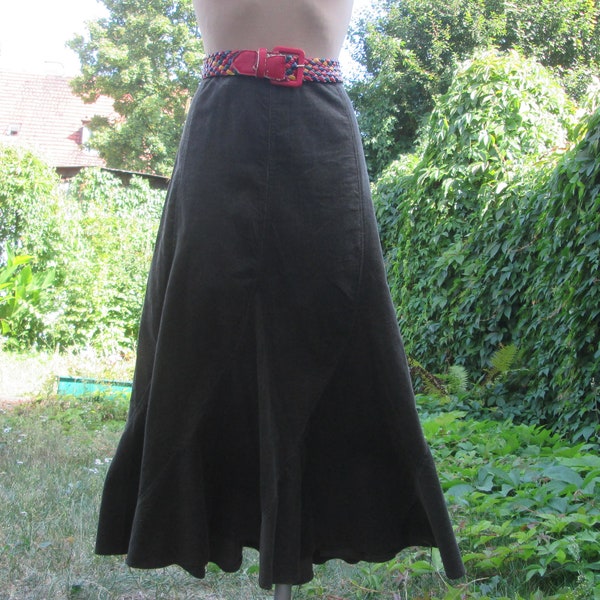 Long Corduroy Skirt / Cotton Skirt / Skirt Vintage / Cotton Skirt Khaki / Olive / Size EU42 / UK14 / Corduroy Skirt