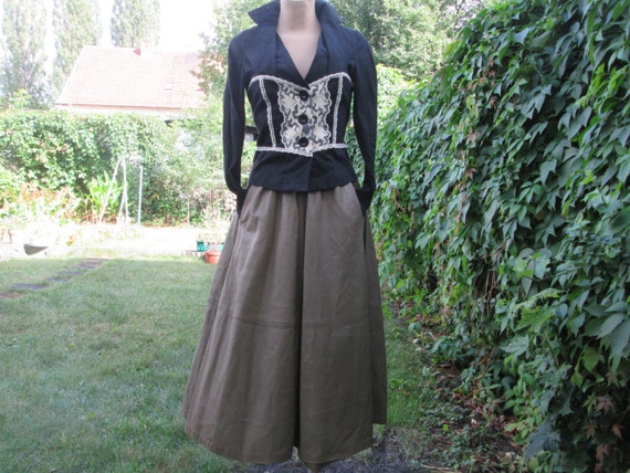 Leather Skirt / Pockets / Skirt Vintage / Full Lea