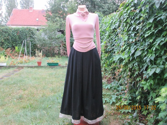 Linen Skirt Pockets / Skirt Vintage / long Linen