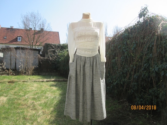 Woolen Skirt / Wool Skirt Pockets / Grey / Gray Wo