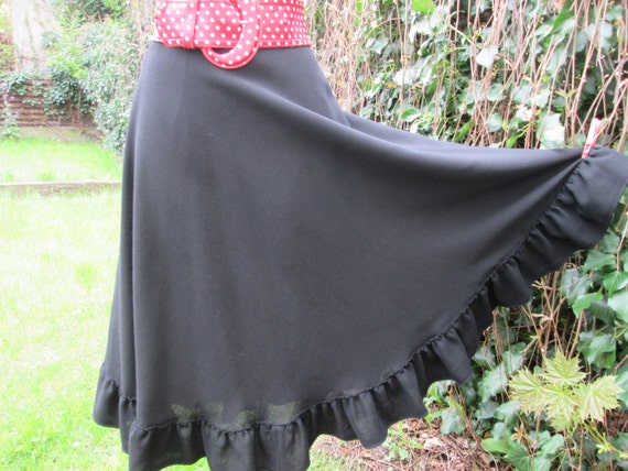 Woolen Black Skirt / Skirt Vintage / Black Wool Sk