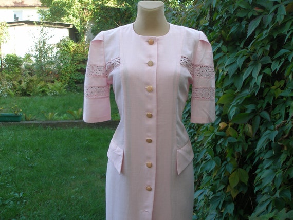 Pencil Linen Dress / Pink Pencil Dress / Dress Vin