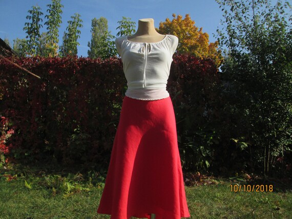 Linen Red Skirt / A Line Skirt / Linen Skirts / Sk