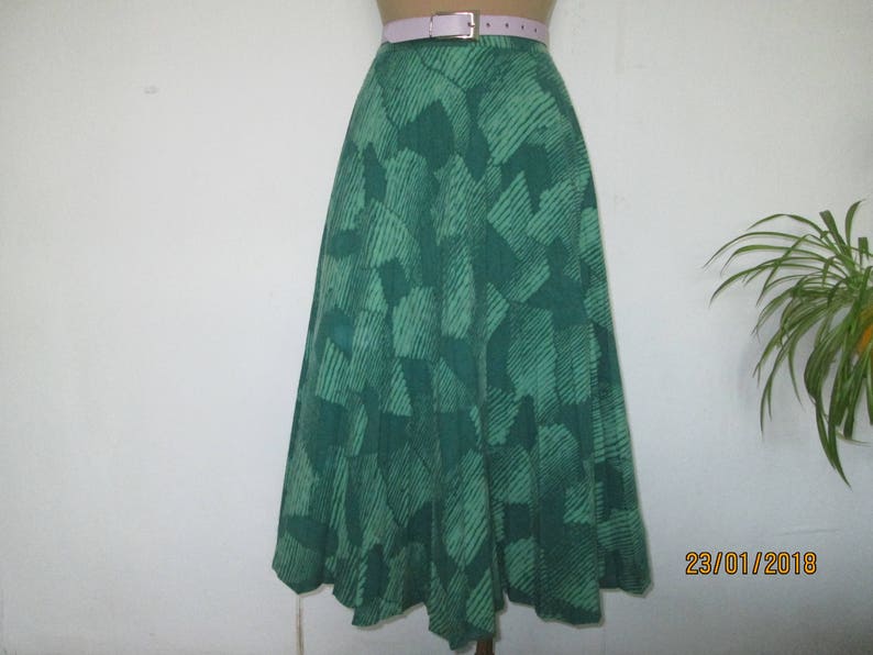 Wool Skirt Circle Skirt Skirt Vintage Wool Poly Size EUR40 42 UK12 14 High Waisted Skirt Green Wool Skirt