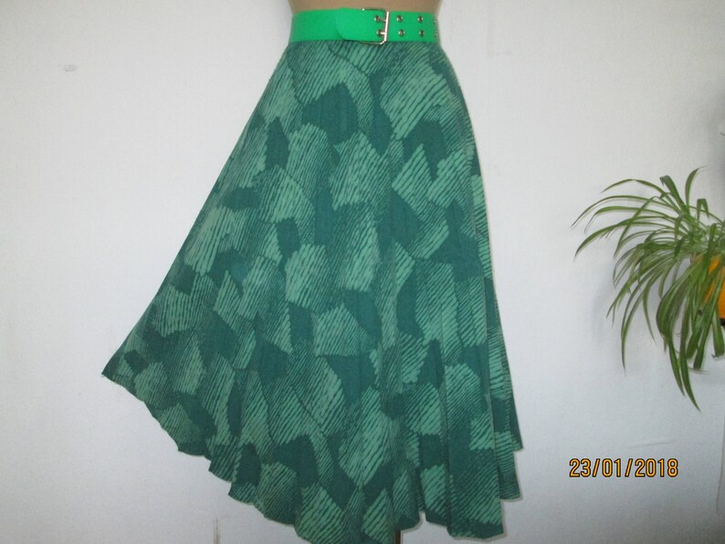 Wool Skirt Circle Skirt Skirt Vintage Wool Poly Size EUR40 42 UK12 14 High Waisted Skirt Green Wool Skirt