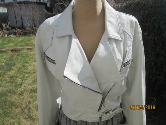 Leather Jacket / Womens Leather Jacket / White Lea