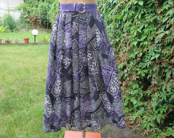 Full Skirt / Full Skirt Pockets / Violet Skirt / Midi Full Skirt / Size EUR36 / 38 / UK8 / 10