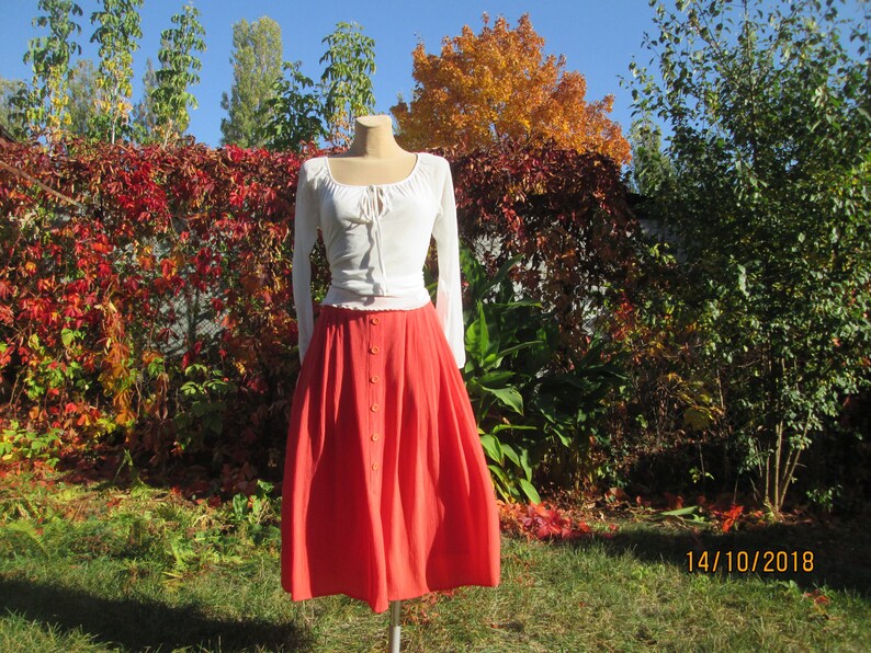 Skirt Pocket Full Skirt Pink Skirt Skirt Vintage Size EUR44 UK16 Scarlet Full Skirt