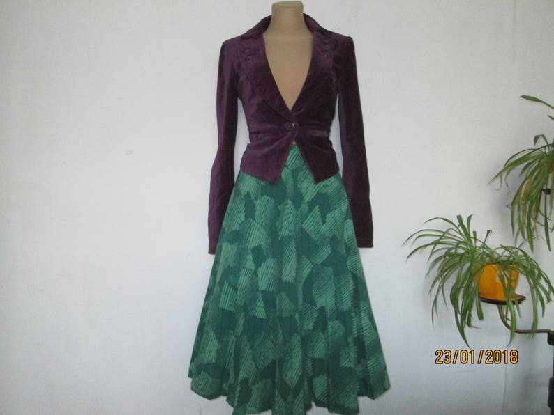 Wool Skirt Circle Skirt Skirt Vintage Wool Poly Size EUR40 42 UK12 14 High Waisted Skirt Green Wool Skirt