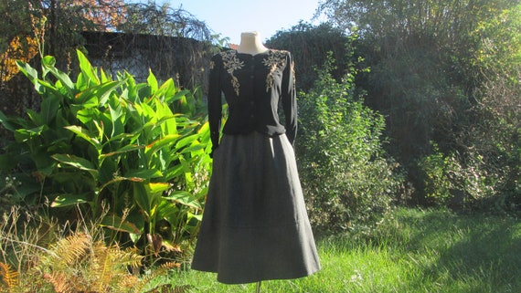 Woolen Skirt Pockets / Gray Wool Skirt / Skirt Vin