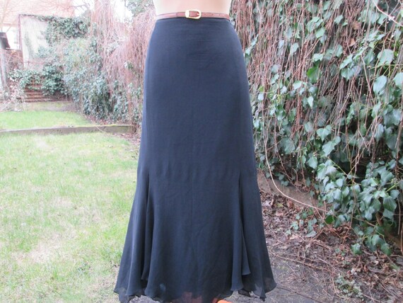 Long Silk Skirt / Skirt Vintage / Black Silk Skirt