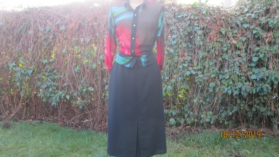 Woolen Skirt Pockets / Skirt Vintage / Slits / Bla