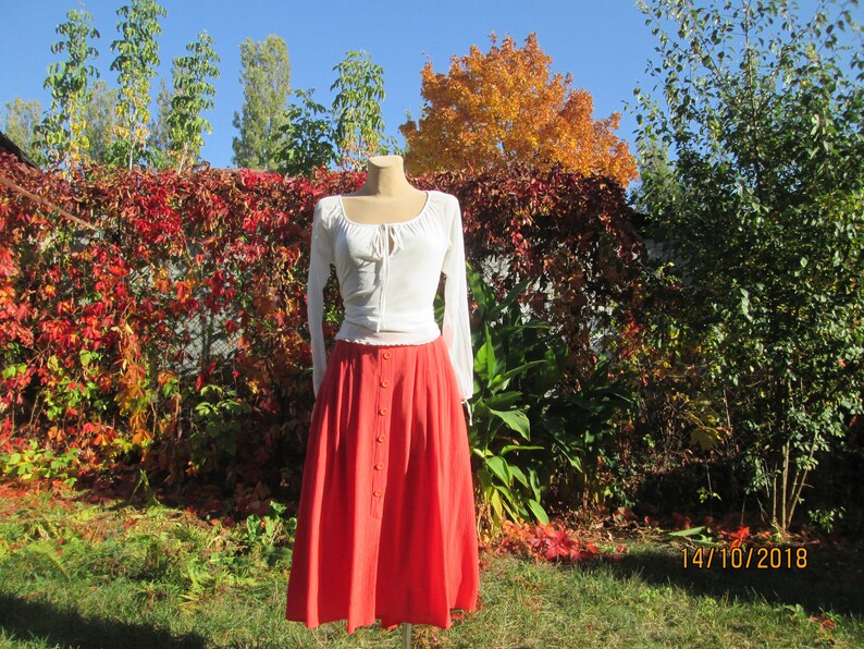 Skirt Pocket Full Skirt Pink Skirt Skirt Vintage Size EUR44 UK16 Scarlet Full Skirt