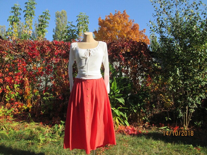Skirt Pocket Full Skirt Pink Skirt Skirt Vintage Size EUR44 UK16 Scarlet Full Skirt