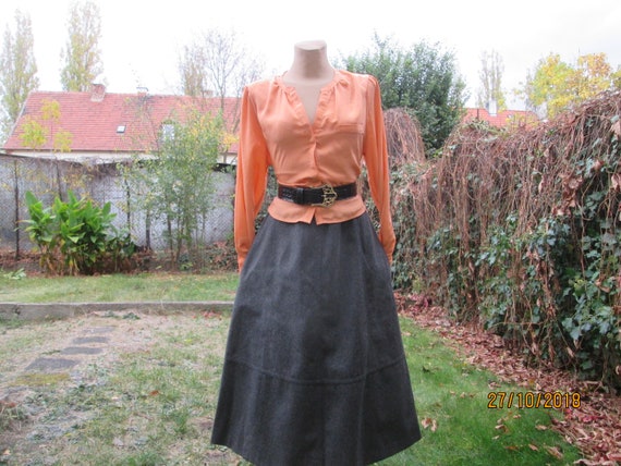 Woolen Skirt Pockets / Gray Wool Skirt / Skirt Vin