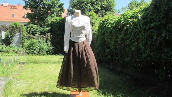 Long Brown Skirt / Skirt Vintage / Brown Skirt Poc