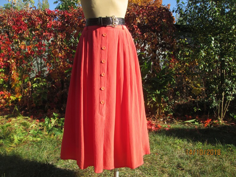 Skirt Pocket Full Skirt Pink Skirt Skirt Vintage Size EUR44 UK16 Scarlet Full Skirt