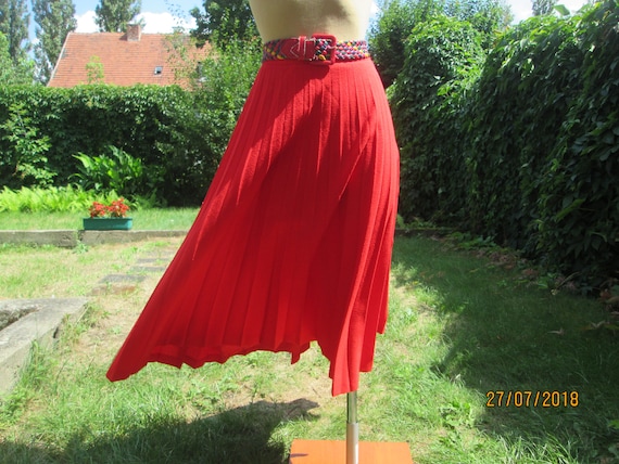 Woolen Pleated Skirt / Red Pleated Skirt / Skirt V