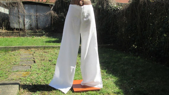 Linen Pants / White Linen Pants / Womens Pants / L