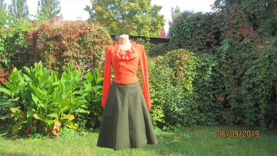 Boiled Wool Skirt / Wool Skirt / Wool Skirt Khaki