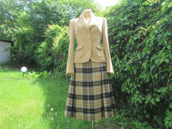 Woolen Pleated Skirt /Wool Skirt / Skirt Vintage /