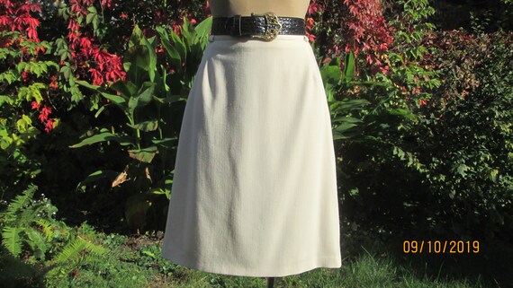 Pencil Wool Skirt / Wool Skirt Cream / Woolen Ski