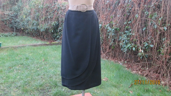 Pencil Wool Skirt / Woolen Skirt / Black Wool Skir