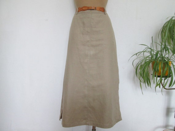 Pencil Linen Skirt / Skirt Vintage / Beige Linen S