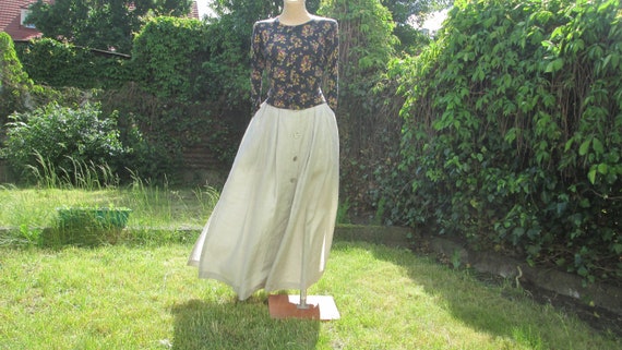 Long Linen Skirt / Buttoned Linen Skirt / Gray Lin