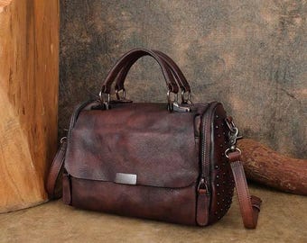 Vintage-Style Brown Leather Crossbody Bag – Handcrafted Soft Leather Purse