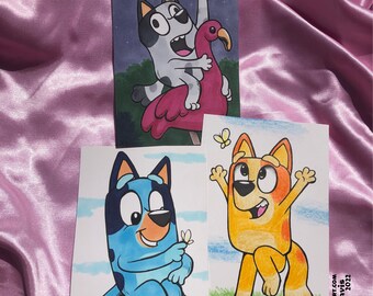 Heeler Dogs Puppies Fun Silly Original Drawings UNIQUE