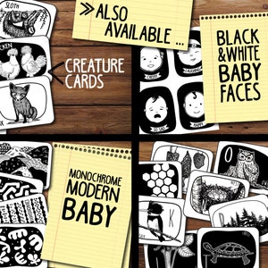 Black and White Contrast Animal Alphabet Art Cards-Baby shower gift-Infant Stimulation Cards Digital Printable image 4