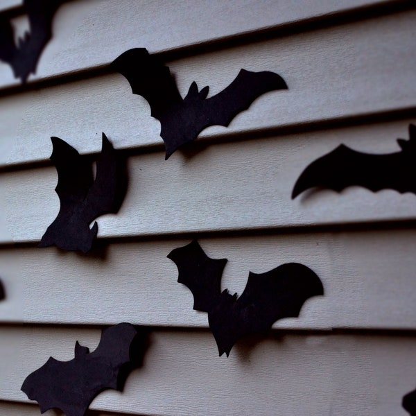 Bat Outdoor Waterproof Halloween Decoration- 16 Bats, Reusable Wall Decoration, Waterproof Indoor or Outdoor foam bats