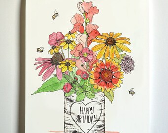 Birthday Bouquet Fancy Flowers Card