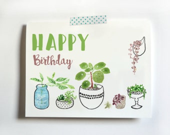 Urban Jungle Houseplant Birthday Card