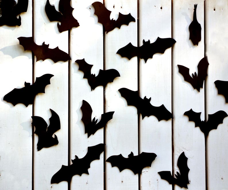 Bat Outdoor Waterproof Halloween Decoration 16 Bats, Reusable Wall Decoration, Waterproof Indoor or Outdoor foam bats image 7