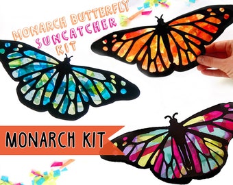 6 Monarch Butterflies Stained Glass Suncatcher Kit Large butterfly cutouts activity